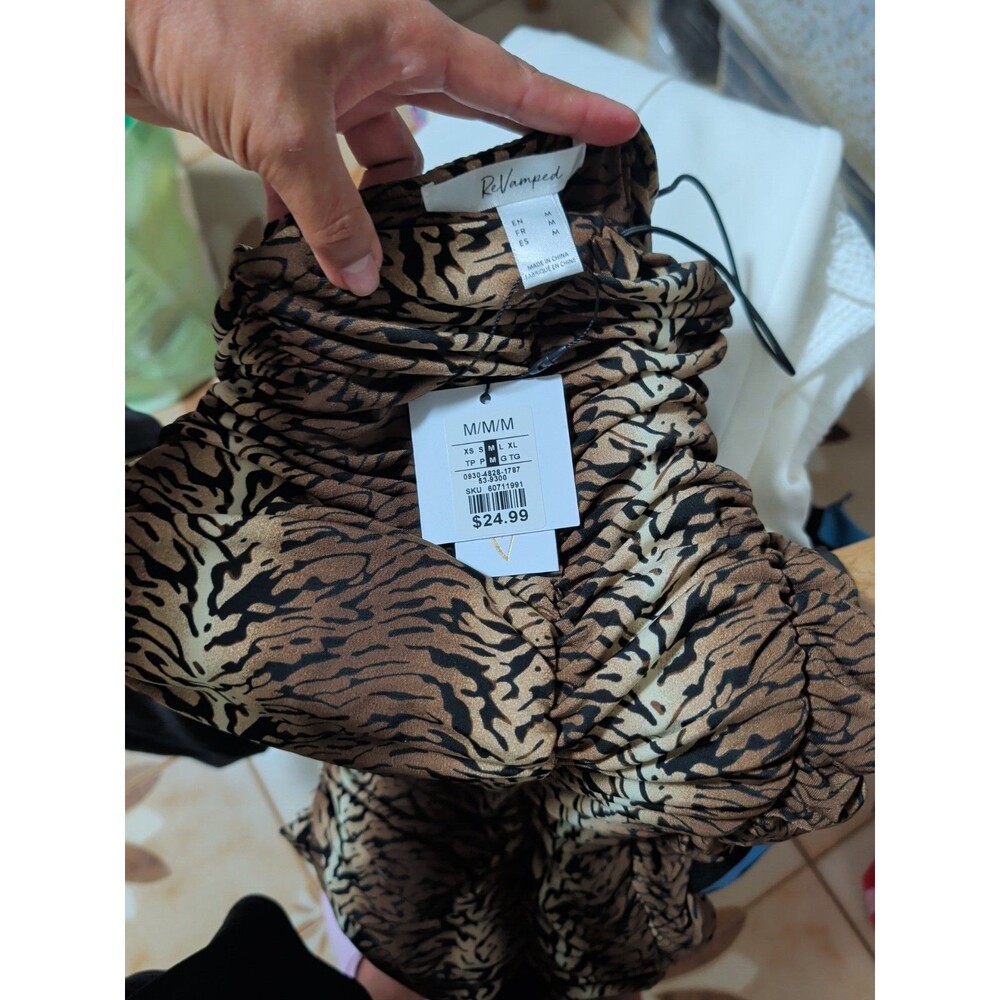 Revamped Animal Print Ruched Mini Dress – Size Medium
